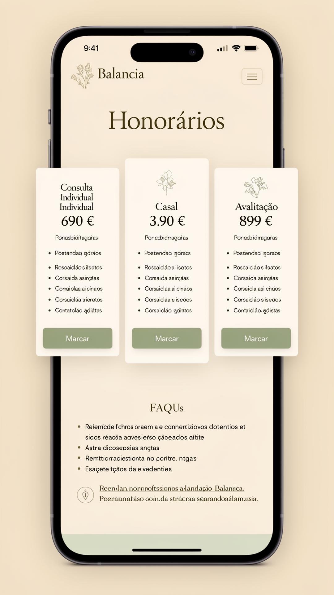 Modelo de site Balancia — Preços
