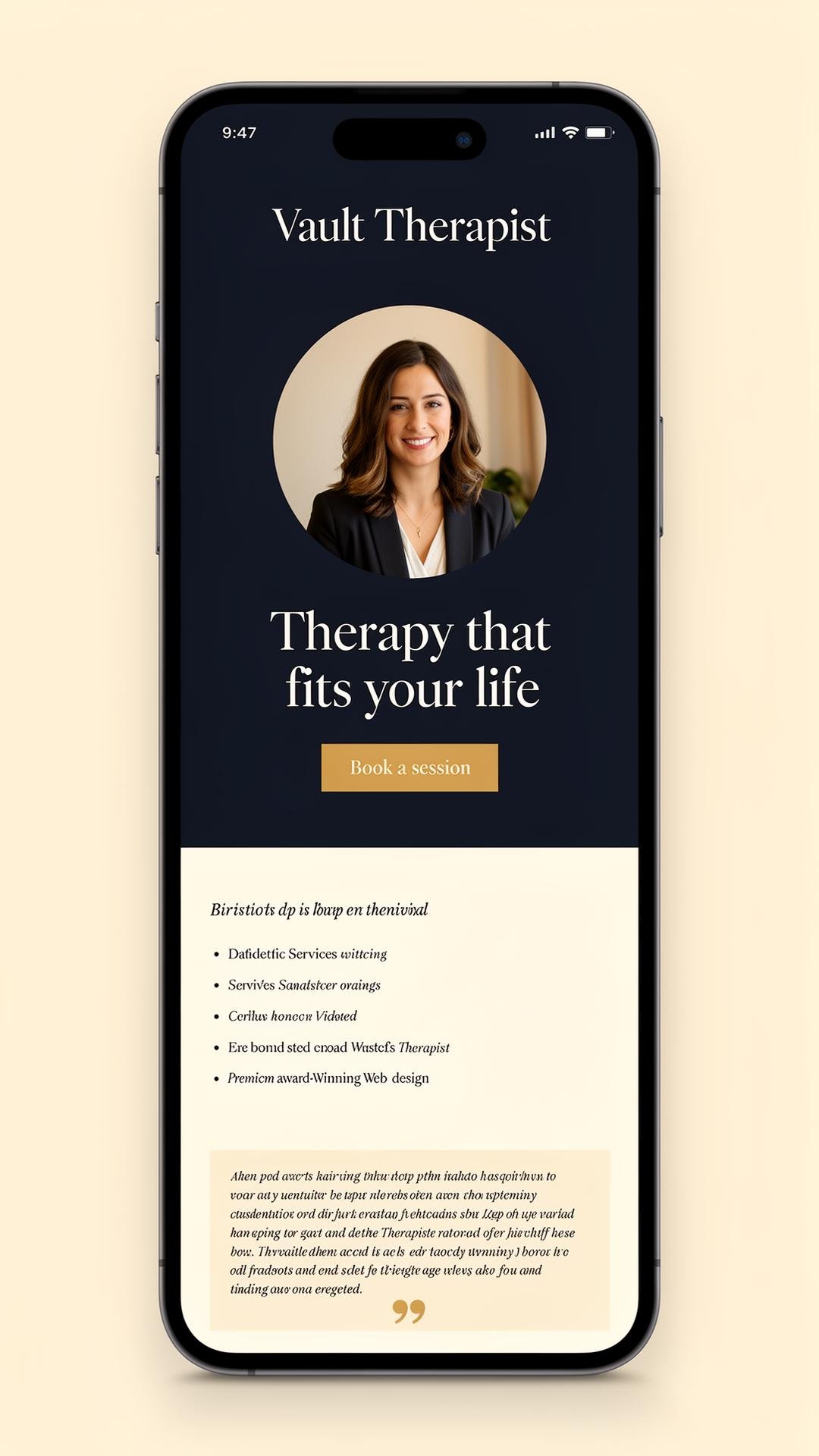 Modelo de site Vault — Therapist