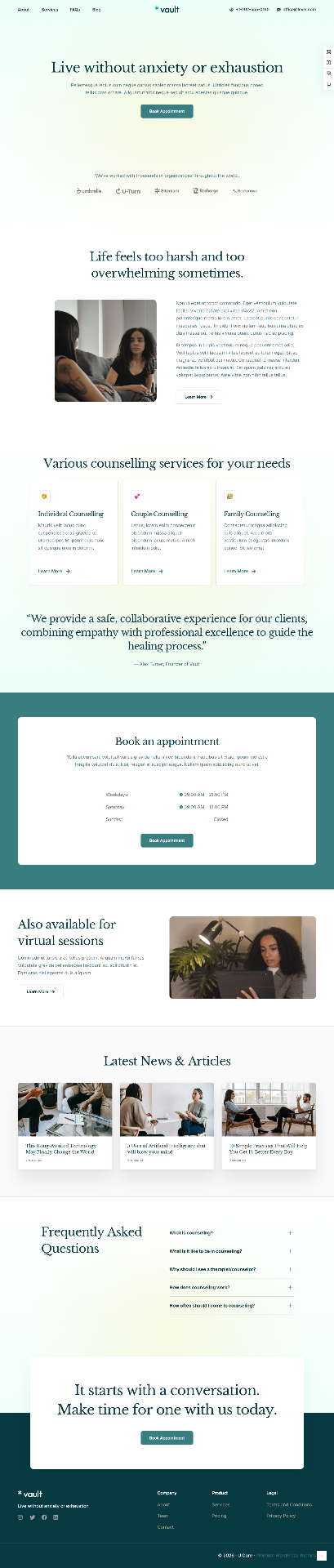 Modelo de site Vault — Therapist
